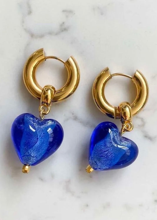 Blue Hart Earrings