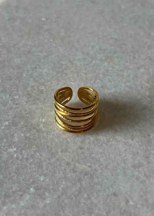 Cuff gold statement ring