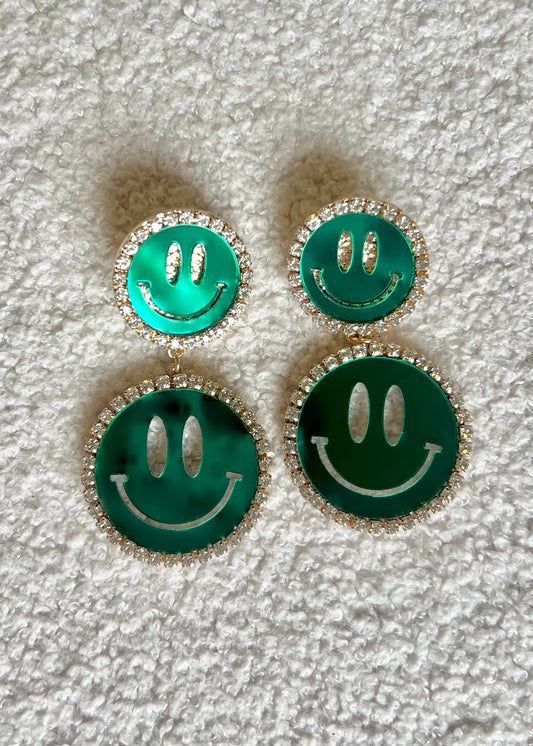 Green Smiley Earrings